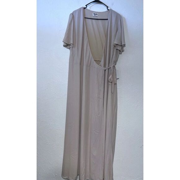 Show Me Your Mumu Noelle Flutter Dress Maxi Dress  - New Taupe SZ 2X - Picture 2 of 7